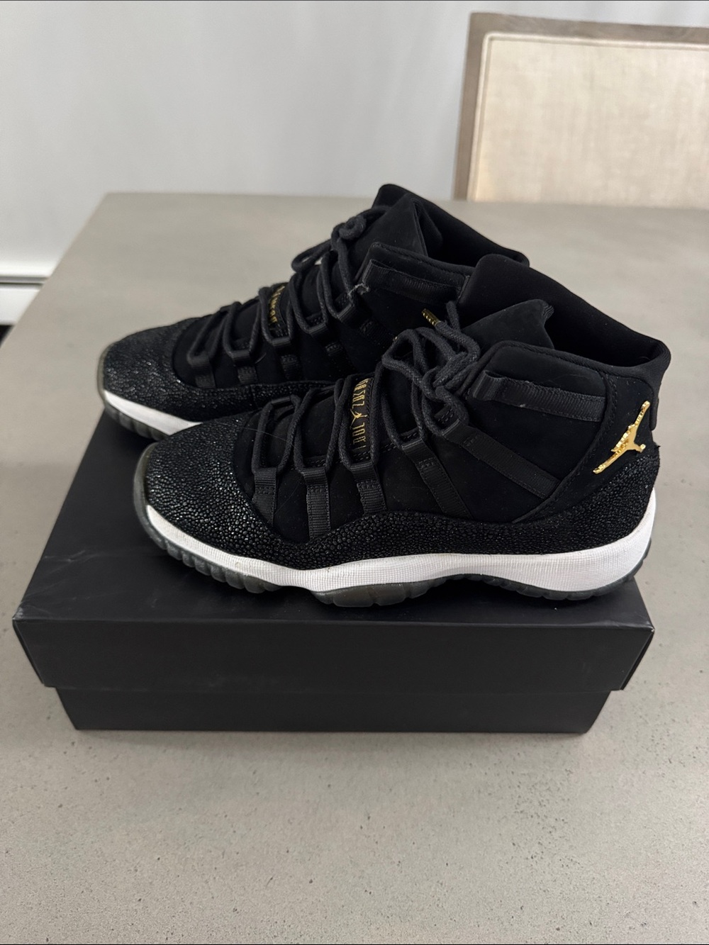 Jordan Kids Black & Gold High-Top Sneakers